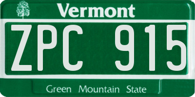 VT license plate ZPC915