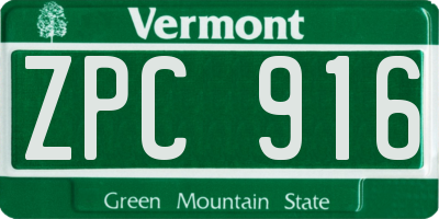 VT license plate ZPC916