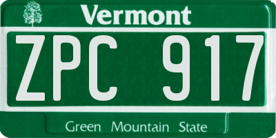 VT license plate ZPC917