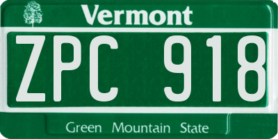 VT license plate ZPC918