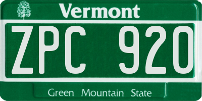 VT license plate ZPC920