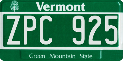 VT license plate ZPC925
