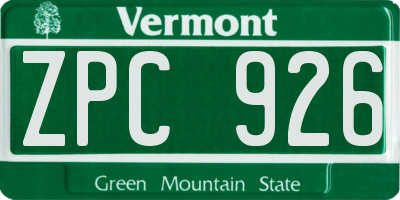 VT license plate ZPC926