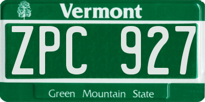 VT license plate ZPC927