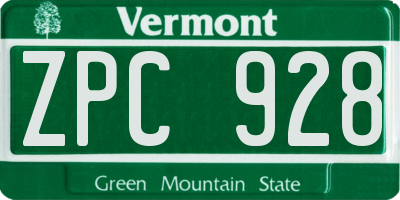 VT license plate ZPC928