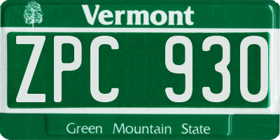 VT license plate ZPC930
