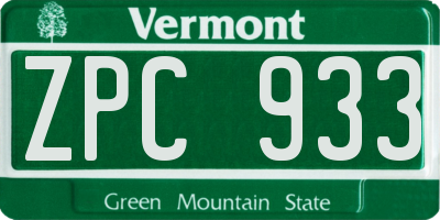 VT license plate ZPC933