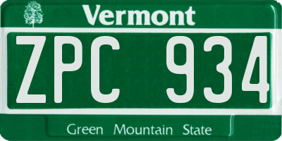 VT license plate ZPC934