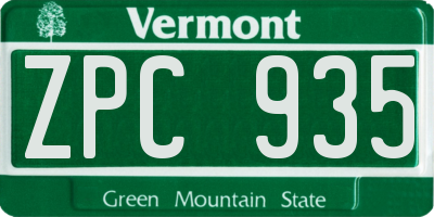 VT license plate ZPC935