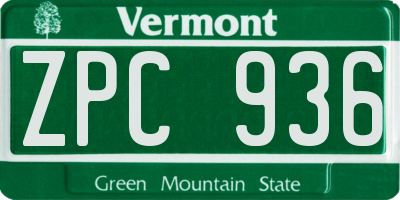 VT license plate ZPC936