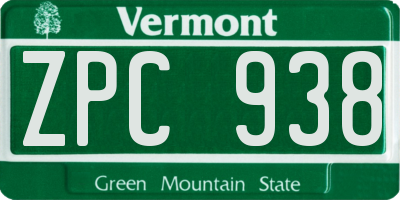VT license plate ZPC938