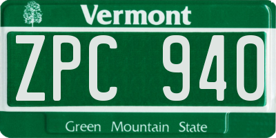 VT license plate ZPC940
