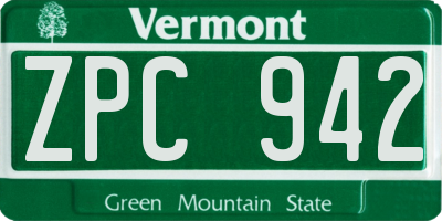 VT license plate ZPC942