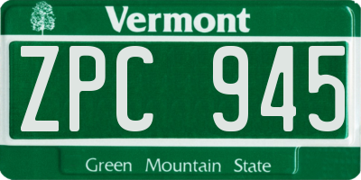 VT license plate ZPC945