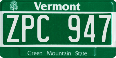 VT license plate ZPC947