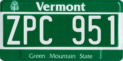 VT license plate ZPC951