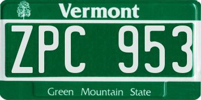 VT license plate ZPC953