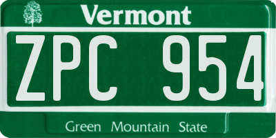 VT license plate ZPC954