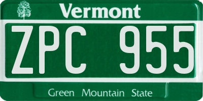 VT license plate ZPC955