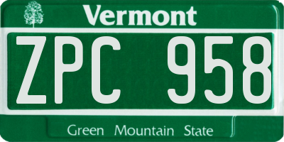 VT license plate ZPC958