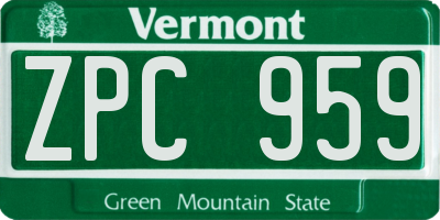 VT license plate ZPC959