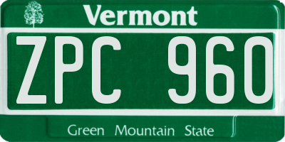 VT license plate ZPC960