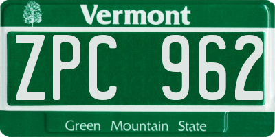 VT license plate ZPC962