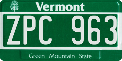 VT license plate ZPC963