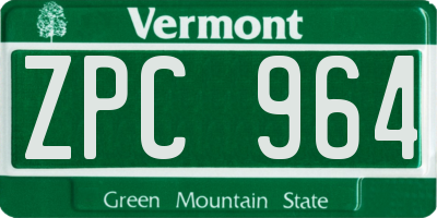 VT license plate ZPC964