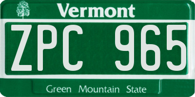 VT license plate ZPC965