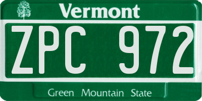 VT license plate ZPC972