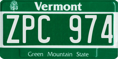 VT license plate ZPC974