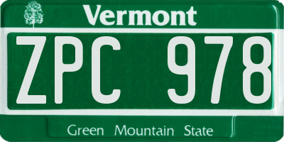 VT license plate ZPC978