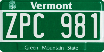 VT license plate ZPC981