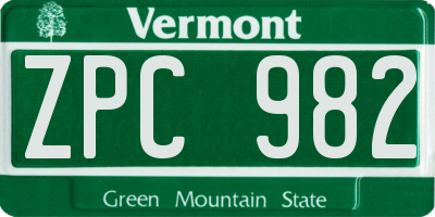 VT license plate ZPC982