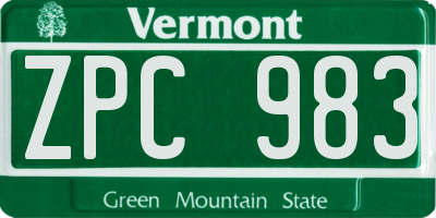 VT license plate ZPC983