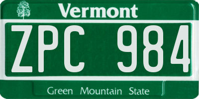 VT license plate ZPC984