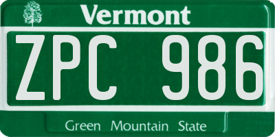 VT license plate ZPC986