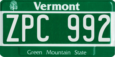 VT license plate ZPC992