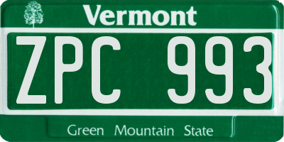 VT license plate ZPC993