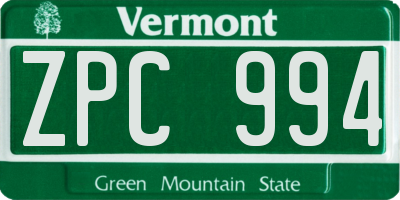 VT license plate ZPC994