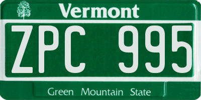VT license plate ZPC995