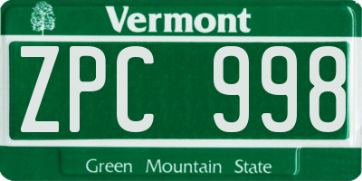 VT license plate ZPC998
