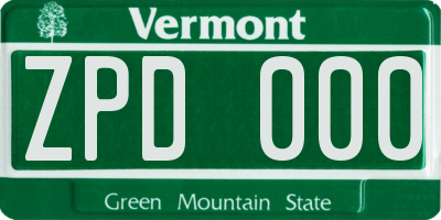 VT license plate ZPD000