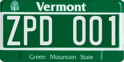 VT license plate ZPD001