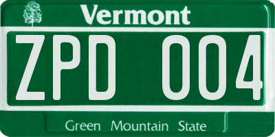 VT license plate ZPD004