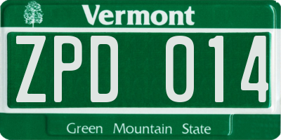 VT license plate ZPD014