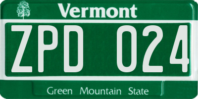 VT license plate ZPD024