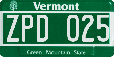 VT license plate ZPD025
