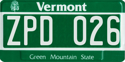 VT license plate ZPD026